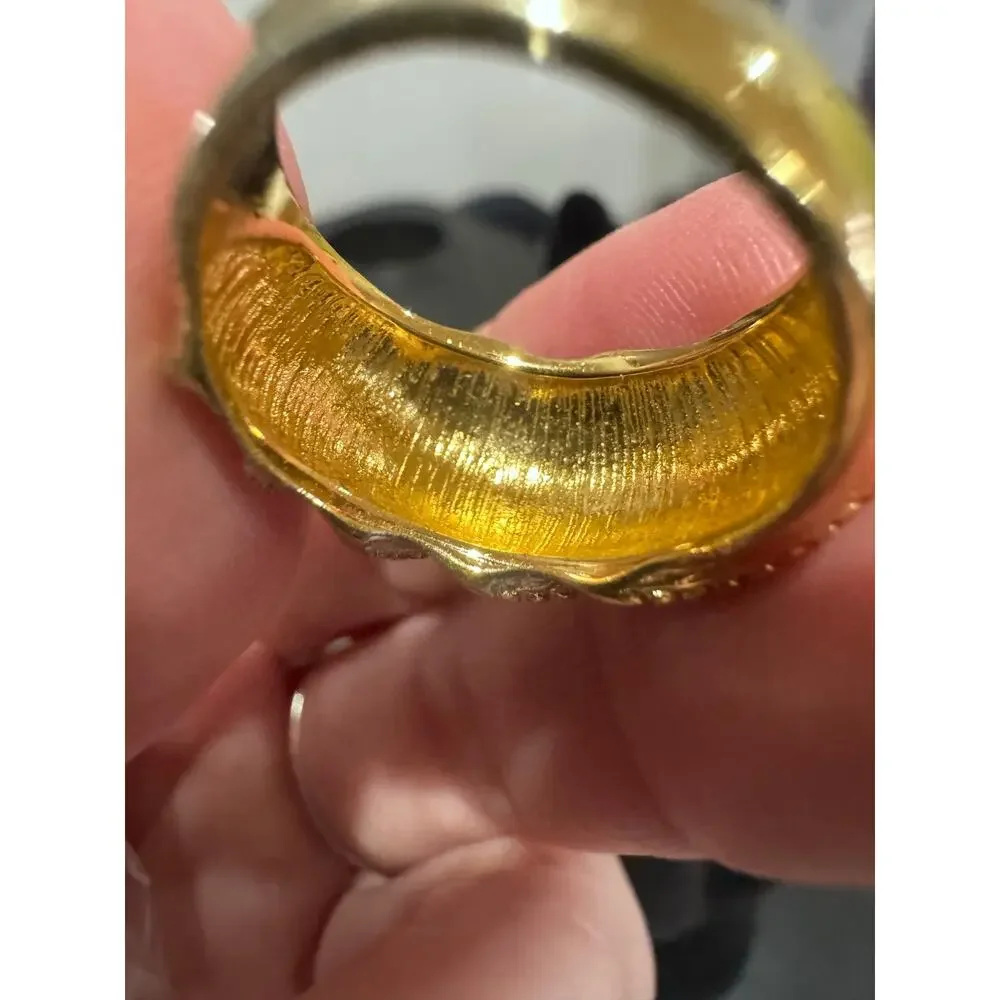 Vintage Two-Tone Sculptural Statement Ring | Silver & Gold Swirl | 7 | 80s/90s